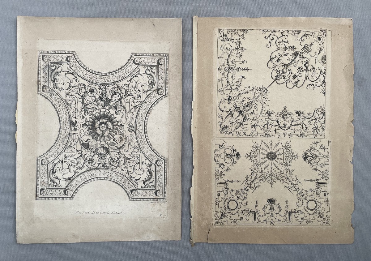 Ceiling Designs, 2 Engravings After Bérain