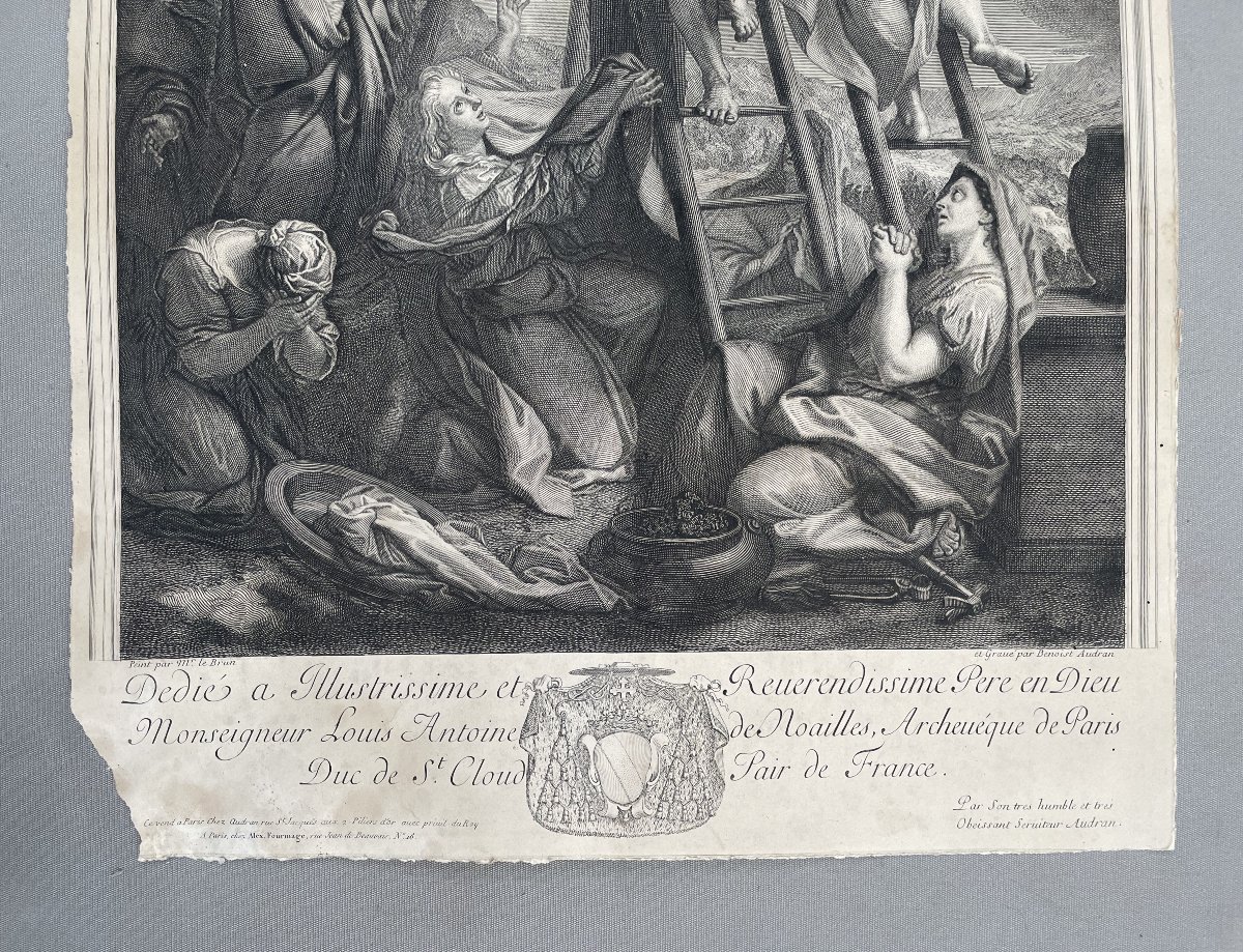 Descent From The Cross, Engraving By Audran After Le Brun-photo-4