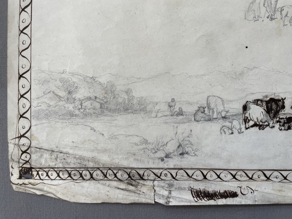 Animaux et groupe de paysans, dessin, esquisse-photo-4