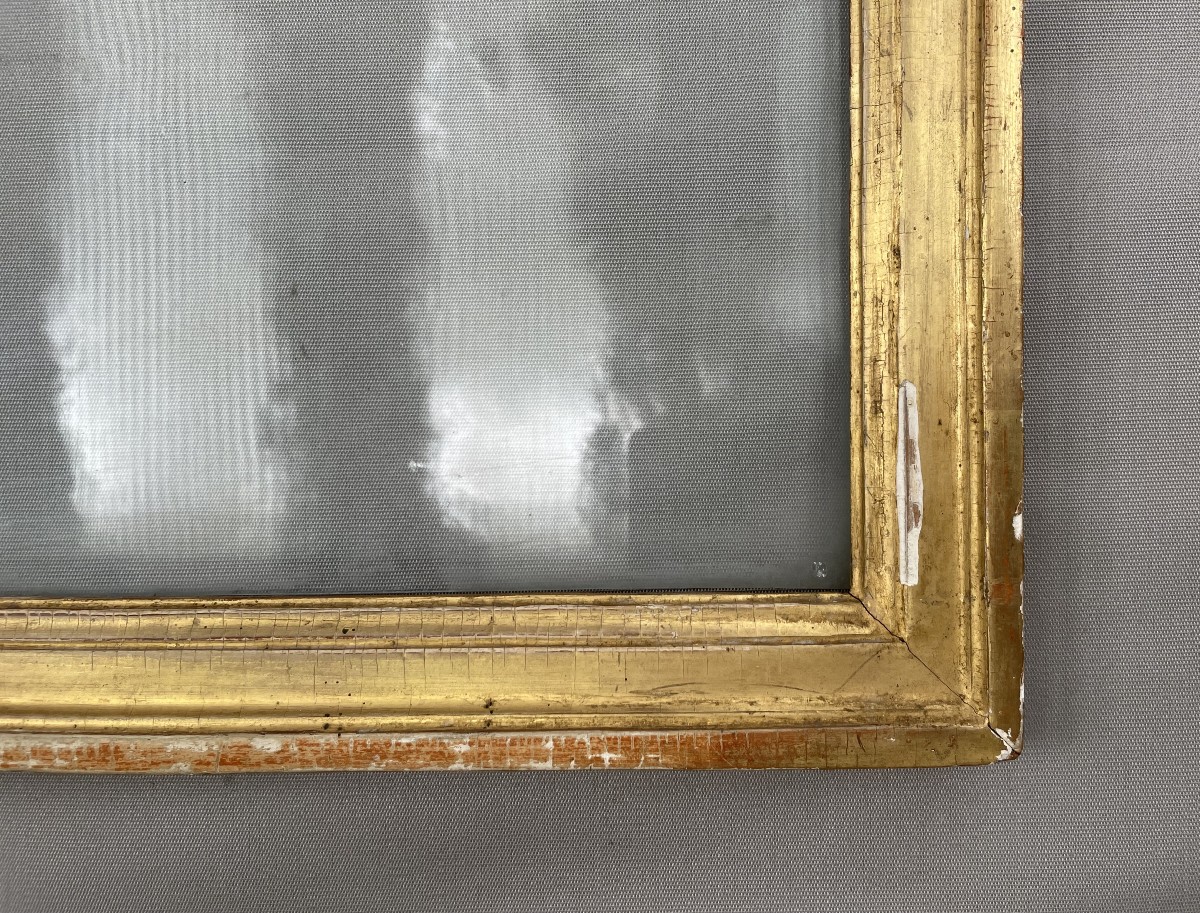 Cadre en bois et stuc doré, vitre d'époque - 67 x 80 cm-photo-2