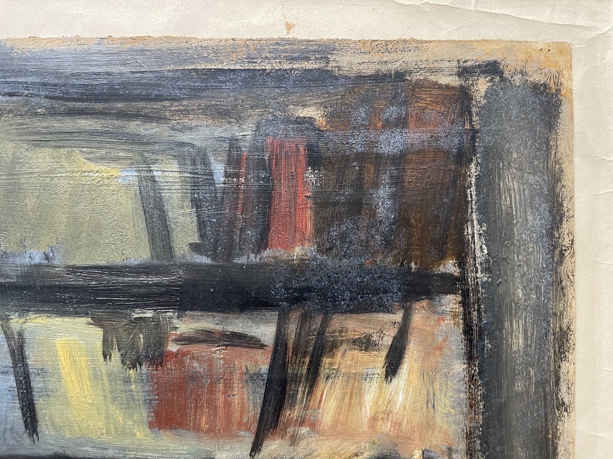 Raoul Domenjoz, Nude Woman On A Sofa, Oil On Paper-photo-2