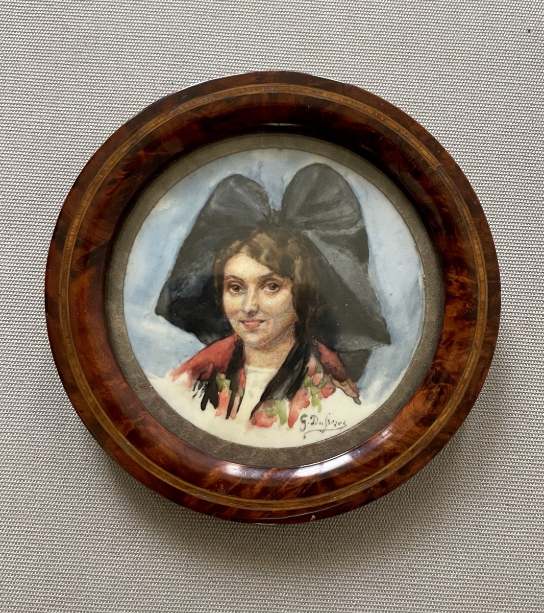 Portrait d'Alsacienne, Miniature Signed G. Dufresne