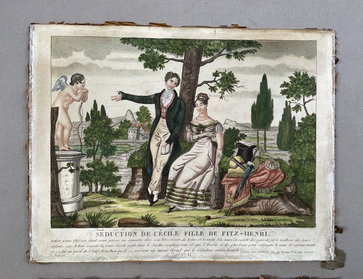 Les tribulations de Fitz-Henri, série de trois gravures d'époque Empire-photo-2