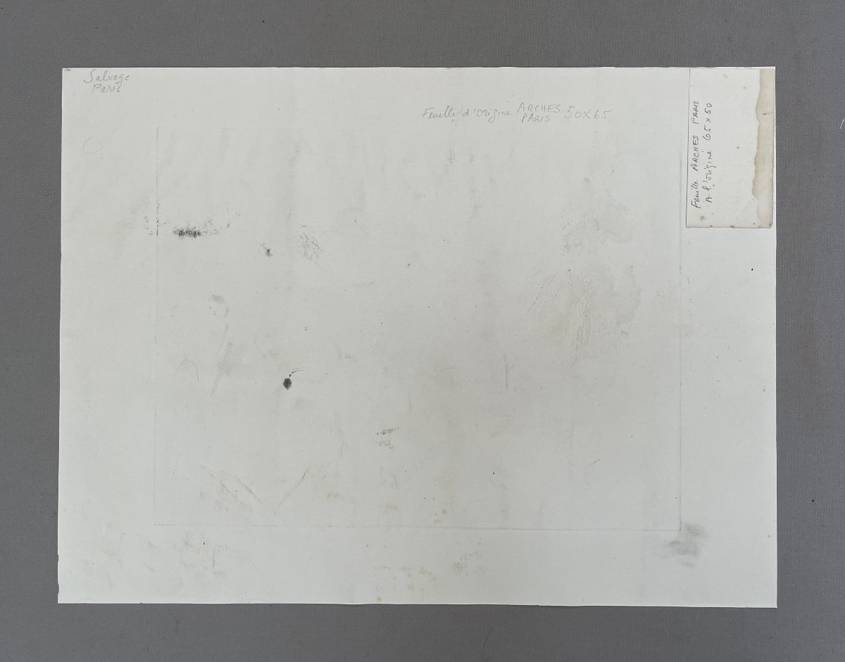 Personnages et animaux, pointe sèche, artiste à identifier-photo-3