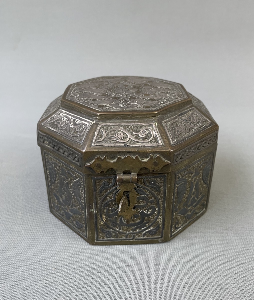 Octagonal Brass Box, Middle East, Late 19th Or Early 20th Century