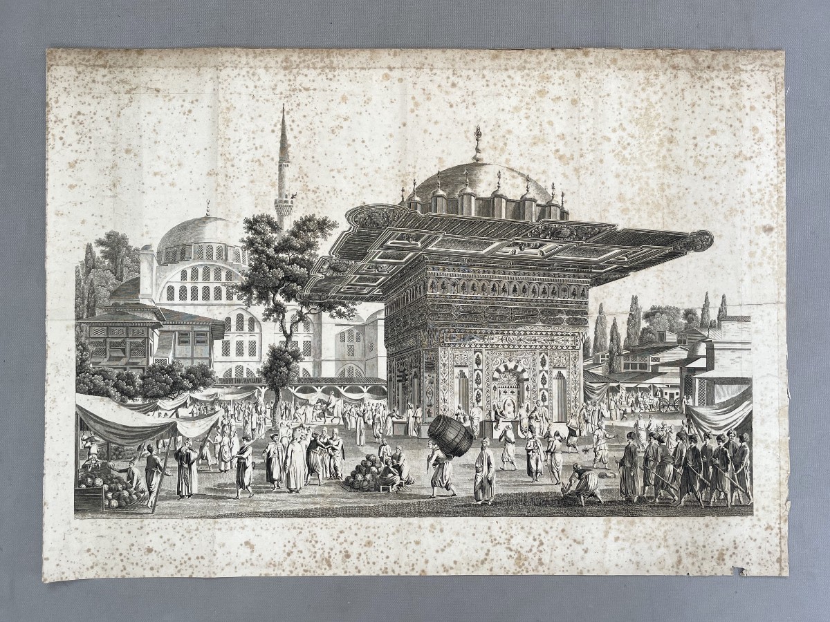 View Of The Top-hané Square And Fountain, Engraving After Antoine Ignace Melling