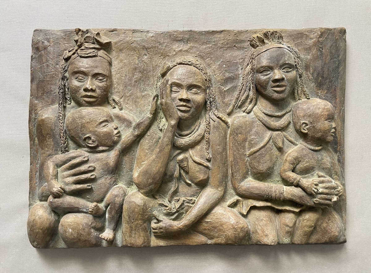 African Women And Children, Terracotta High Relief