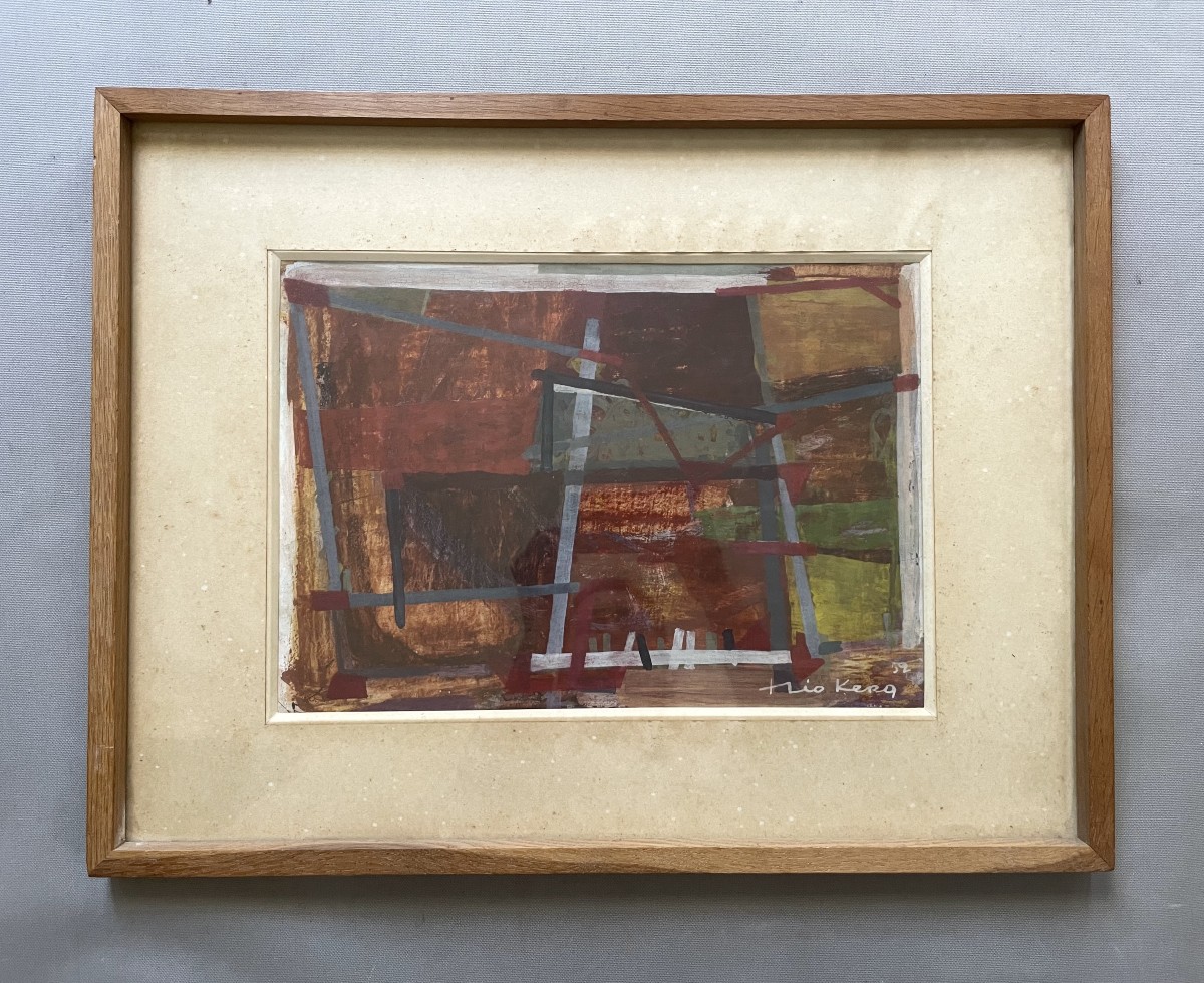 Théo Kerg, composition abstraite, huile sur papier