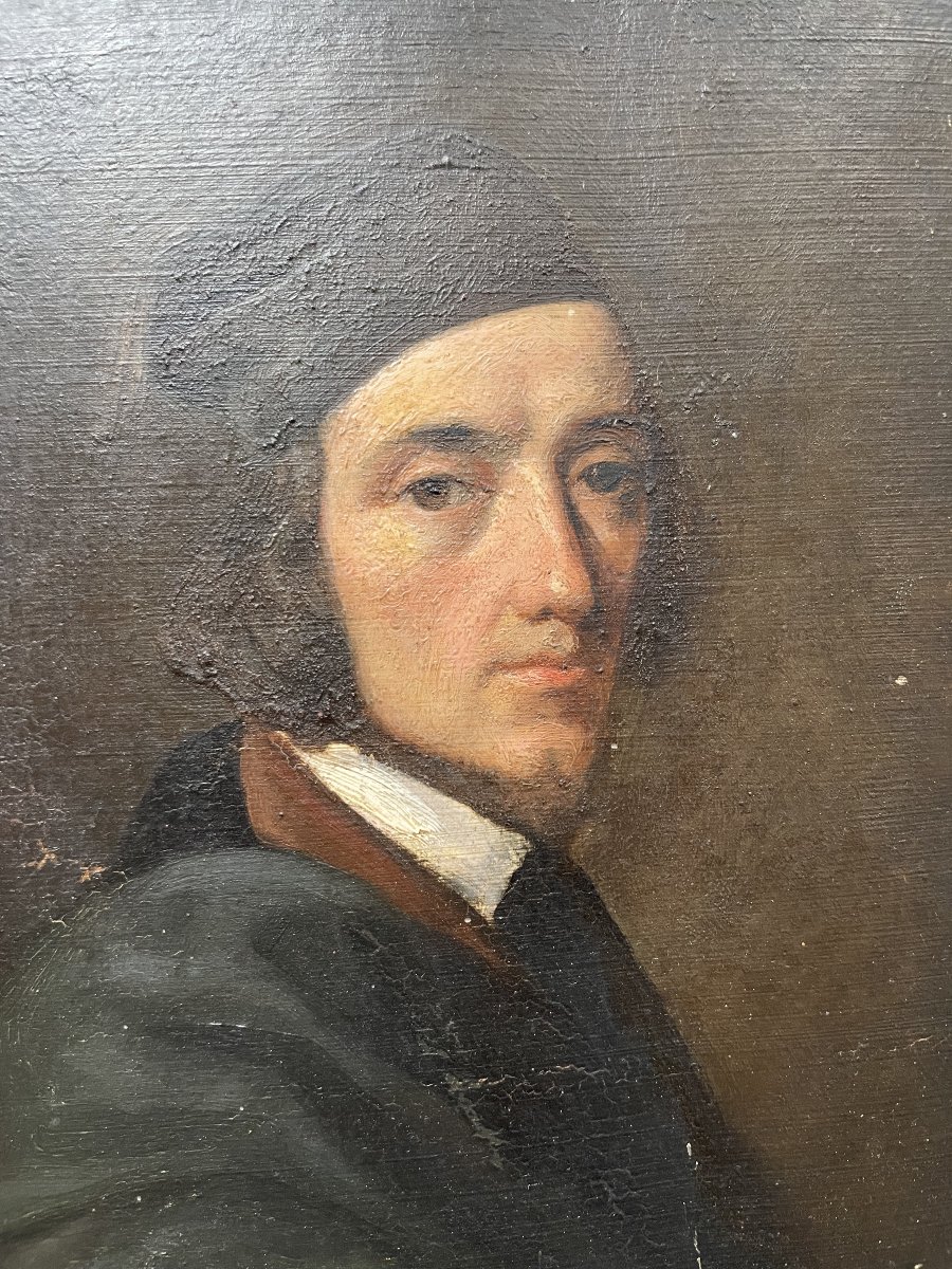 Portrait, Oil On Paper, Late 18th Century-photo-2