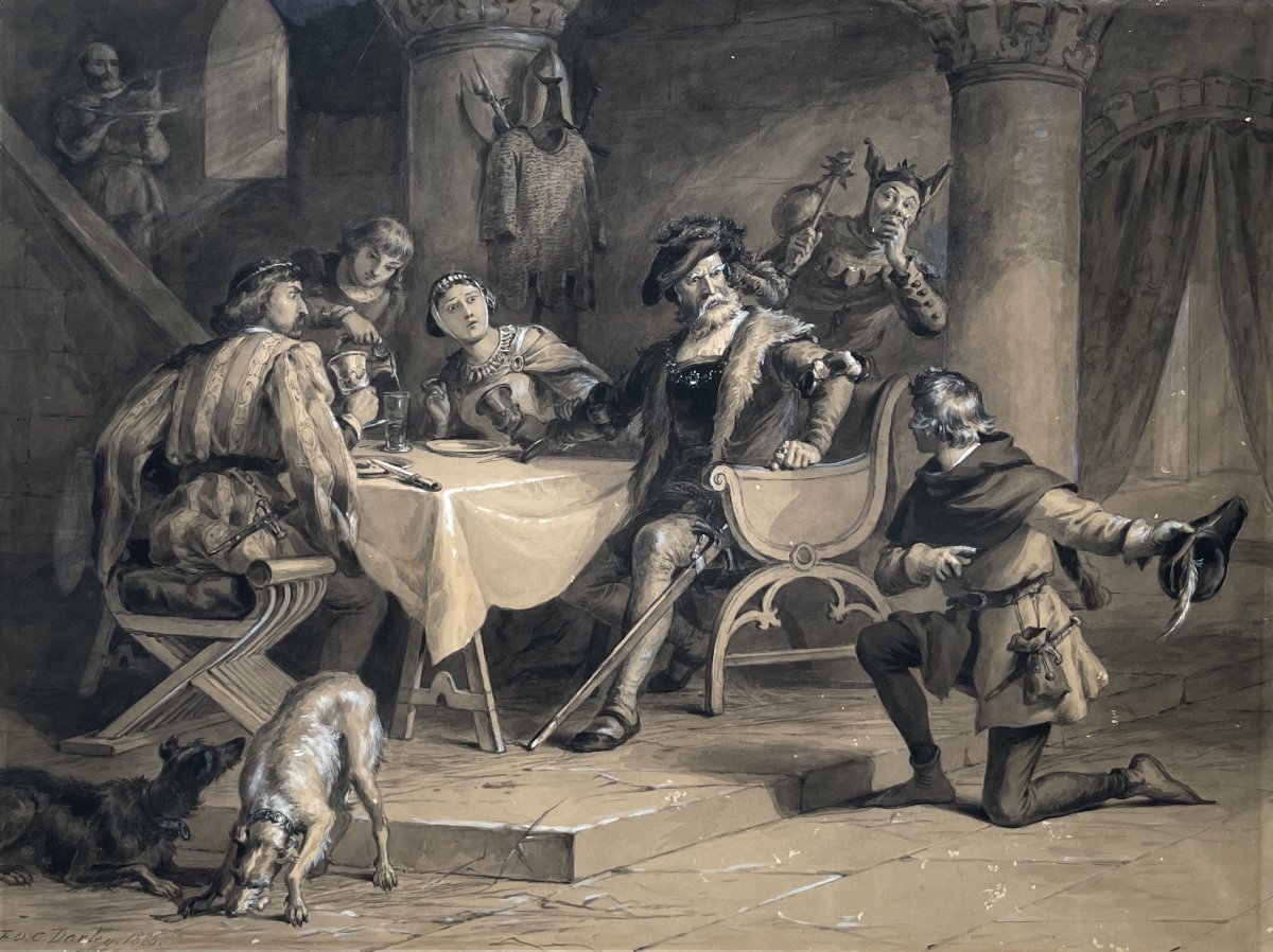 Felix Octavius Carr DARLEY, scène médiévale-photo-2