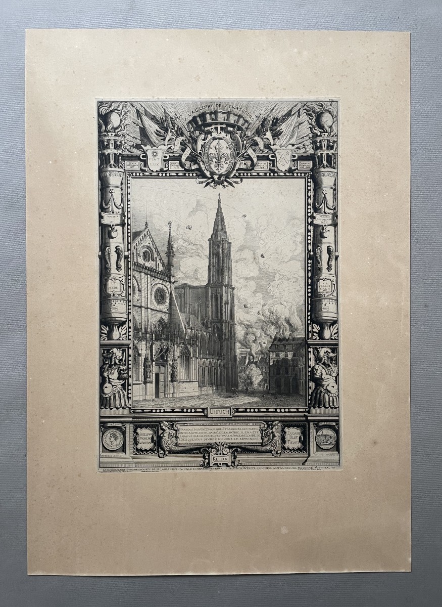 A la gloire de Strasbourg, gravure par Octave de Rochebrune