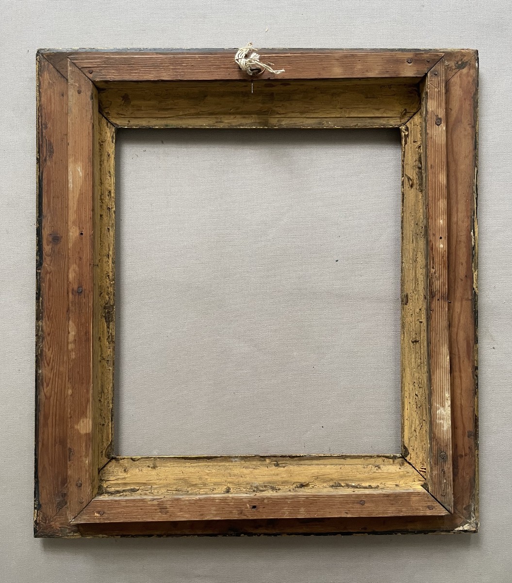Cadre en bois et stuc doré, XIXe - 51 x 46 cm-photo-1