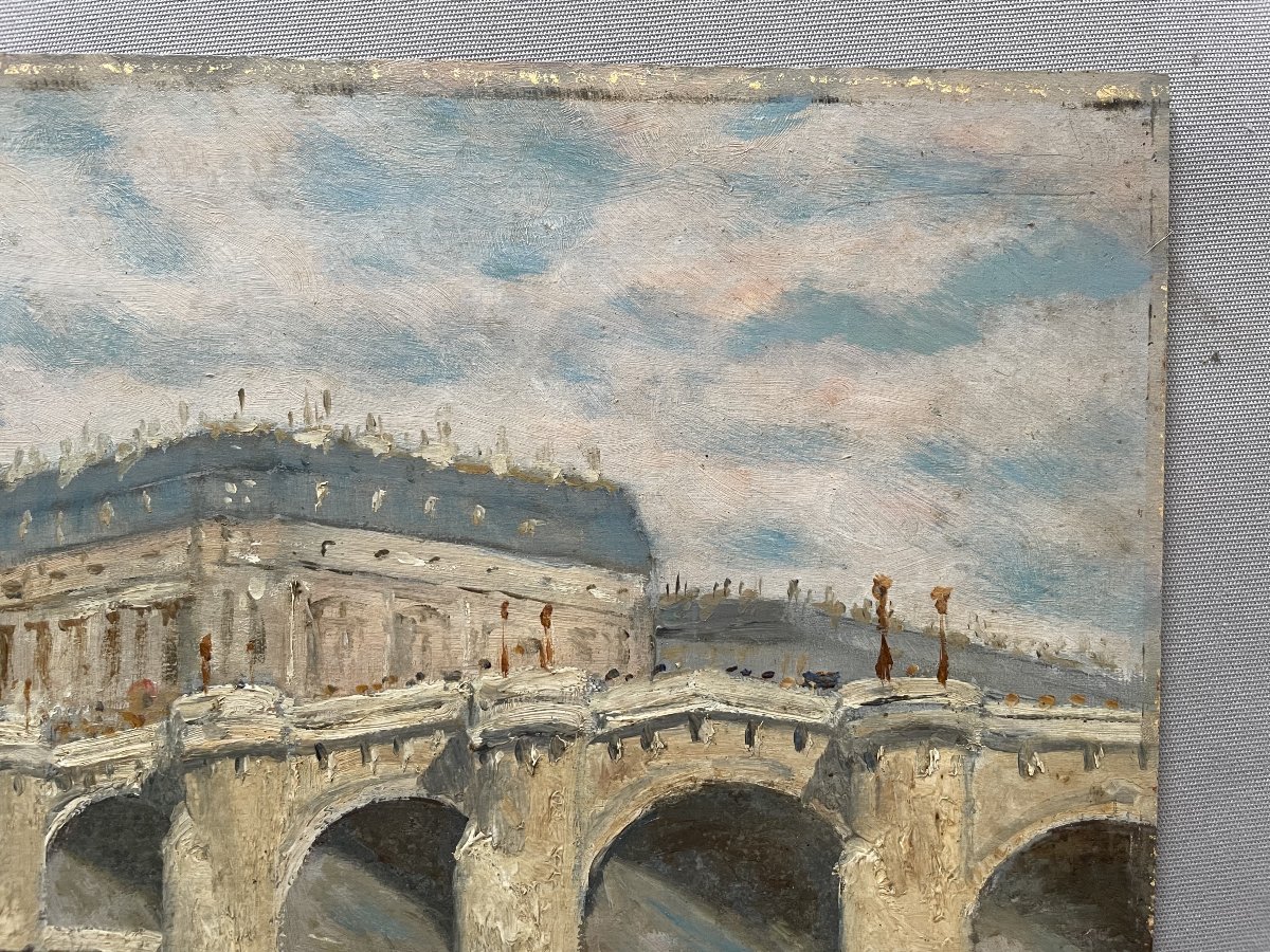 Paris, The Pont Neuf, Oil On Panel-photo-3