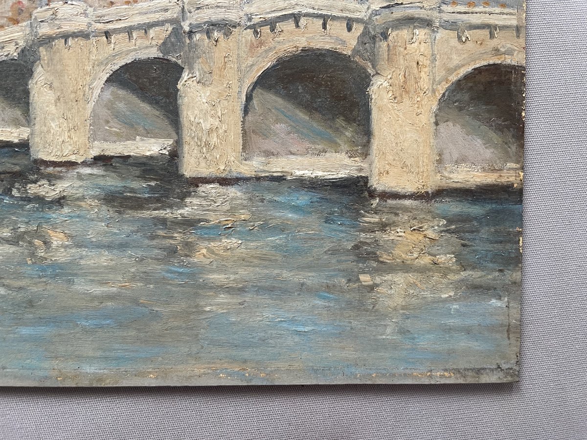 Paris, The Pont Neuf, Oil On Panel-photo-4