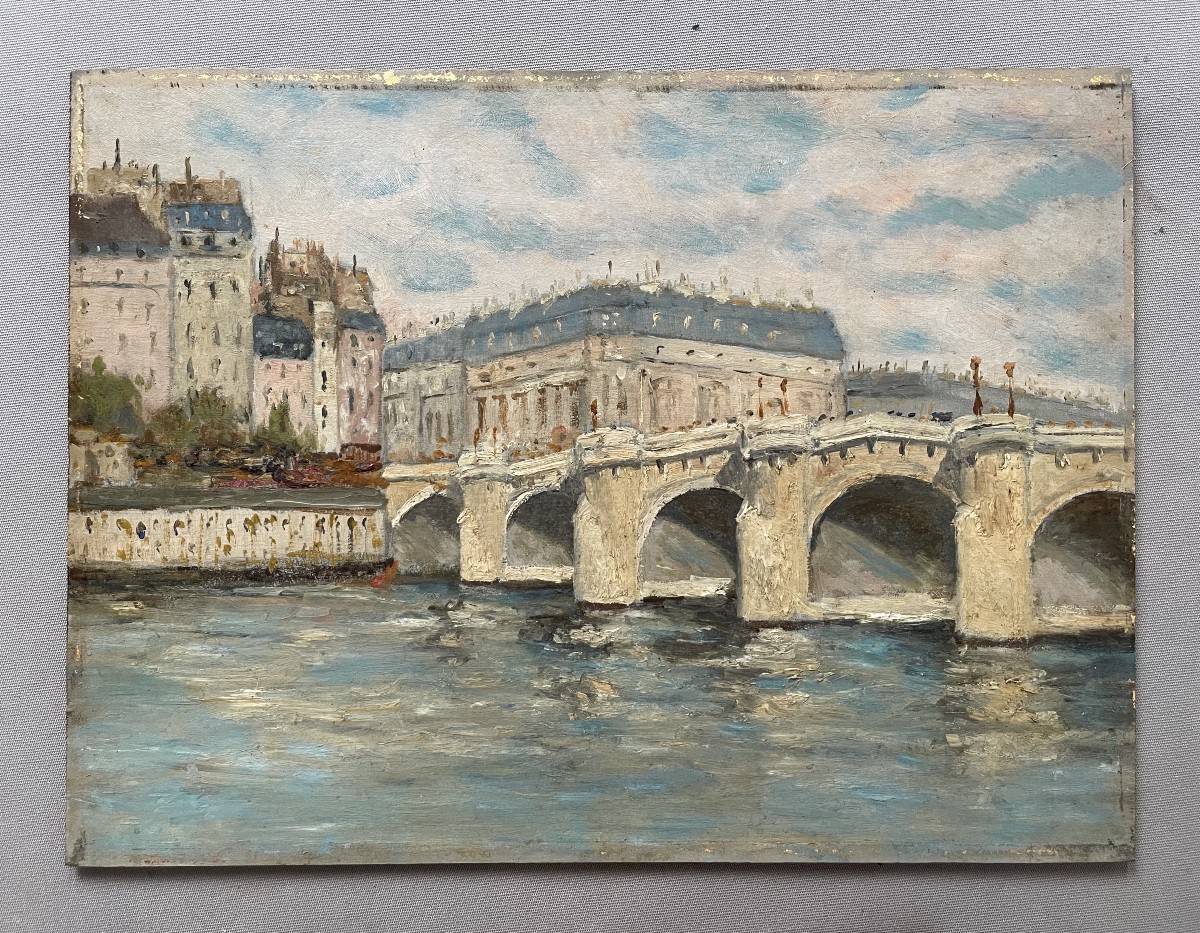 Paris, The Pont Neuf, Oil On Panel