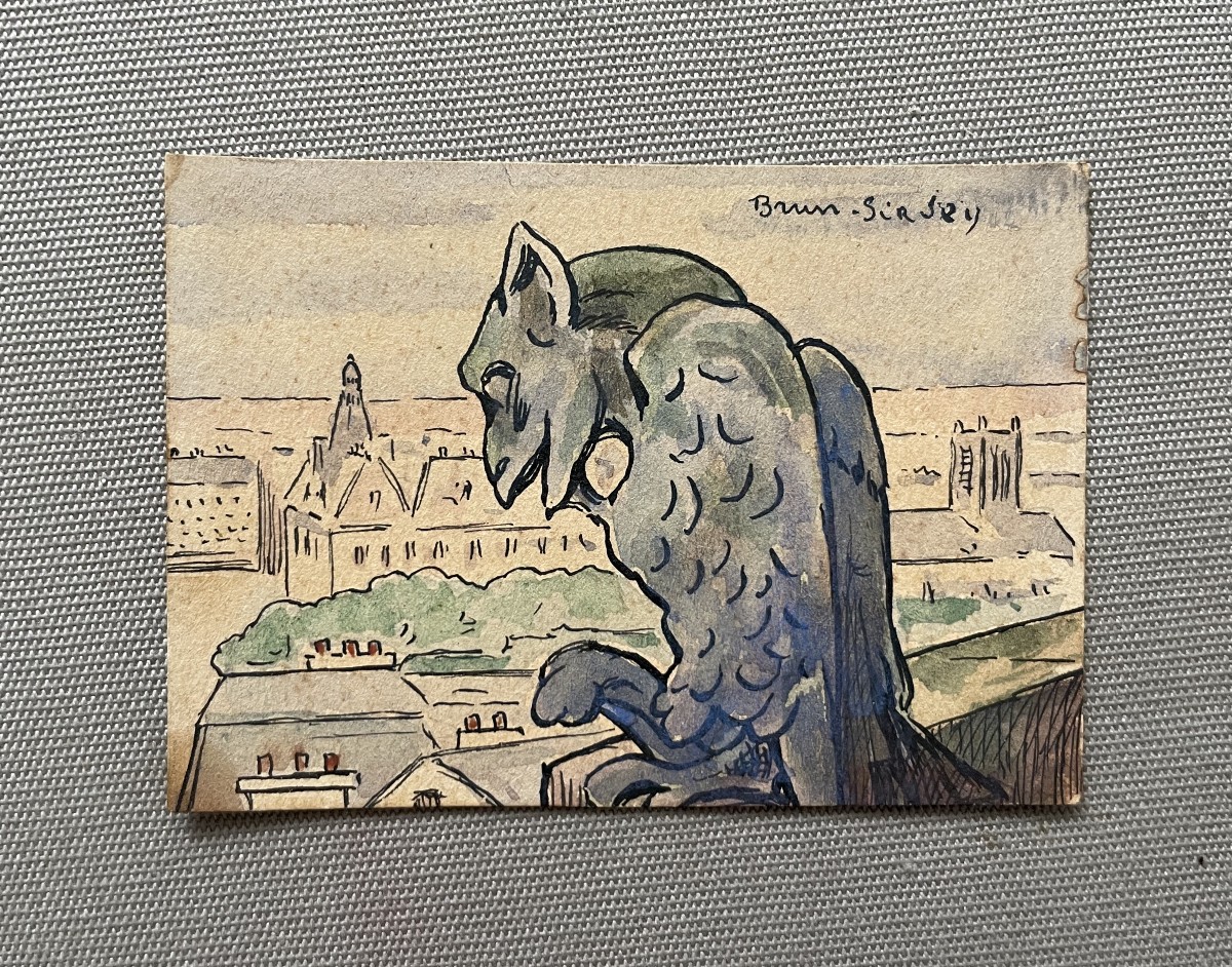 Gargouille parisienne, aquarelle
