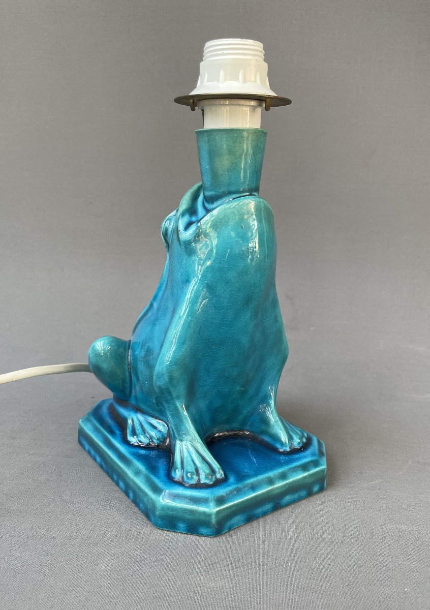 Lampe en faïence figurant une grenouille-photo-2