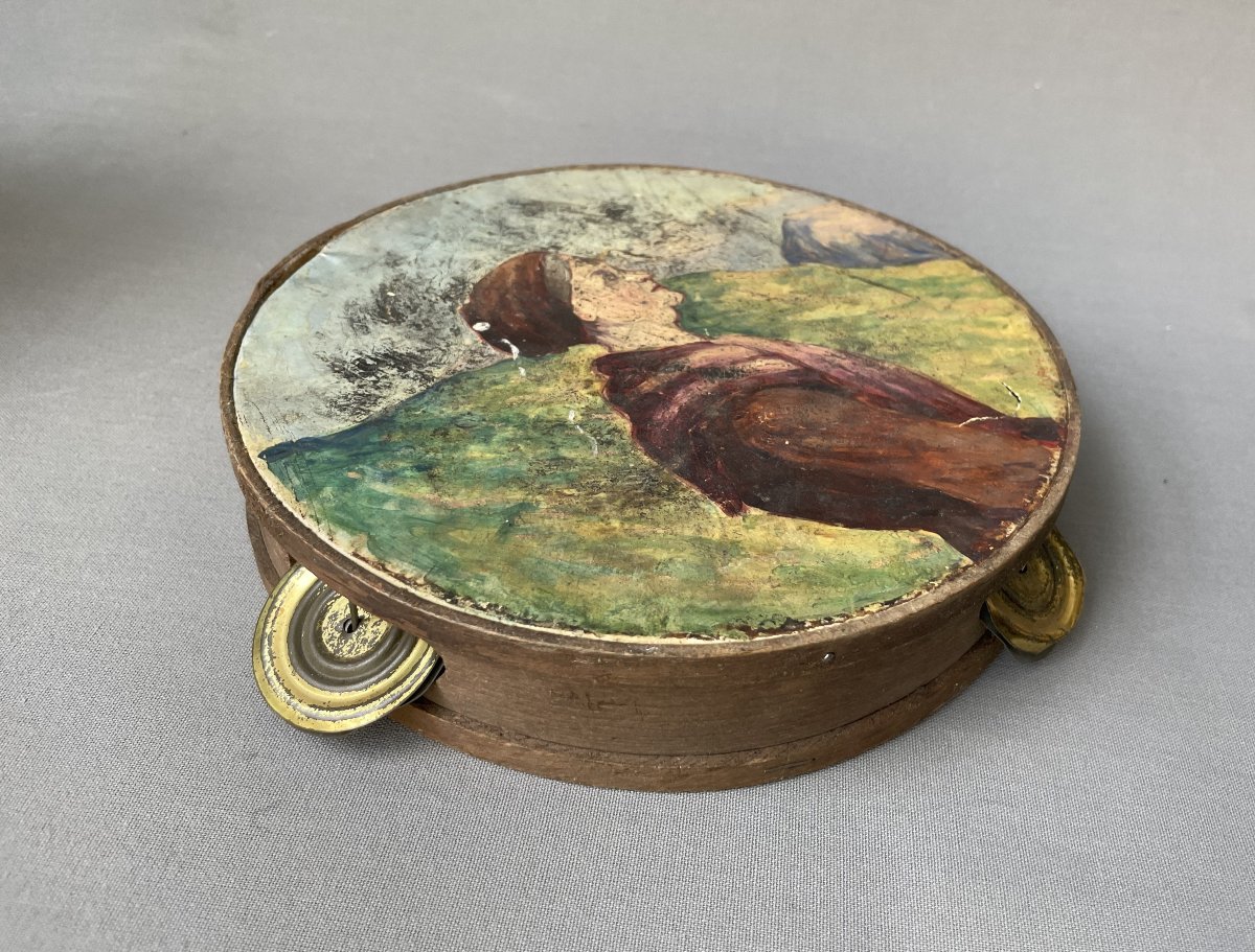 Portrait de femme basque? Tambourin peint-photo-3