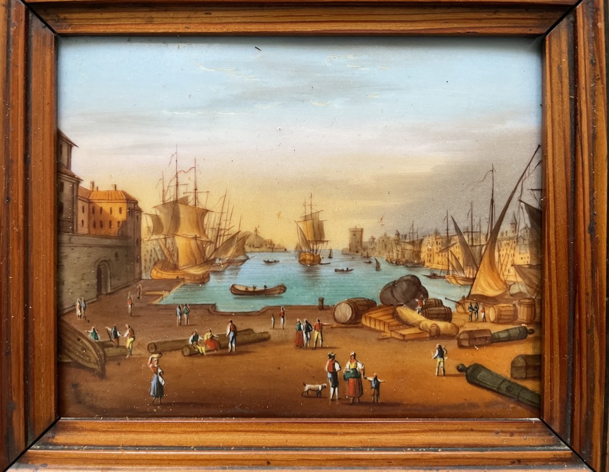 The Port Of Marseille, Painting On Porcelain-photo-2