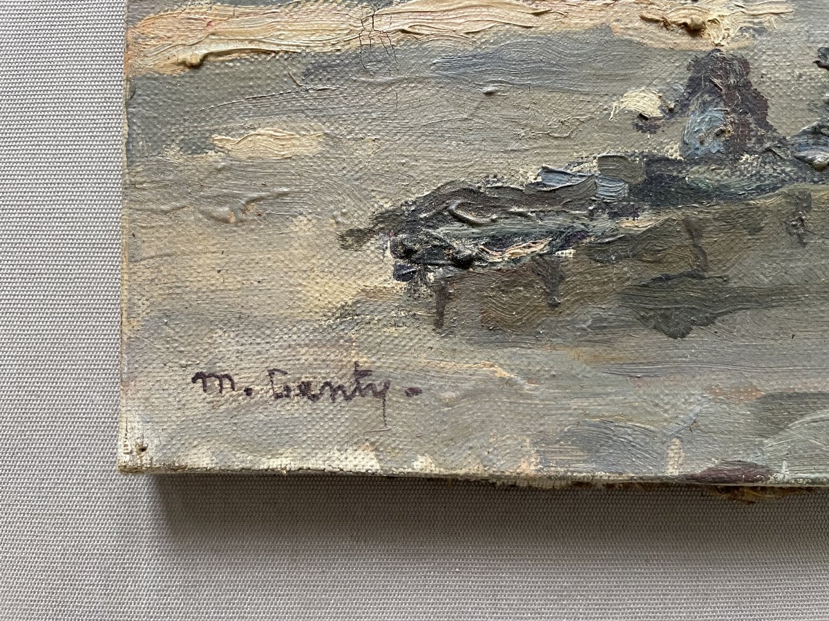 Scène de marché, huile sur toile signée M. Genty-photo-2