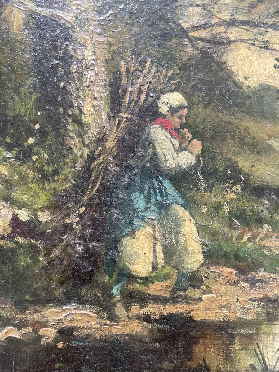 Carrier Of Faggots, Oil On Canvas-photo-3