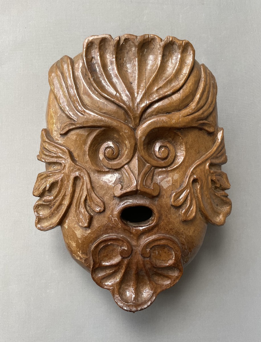 Large Carved Wood Mascaron