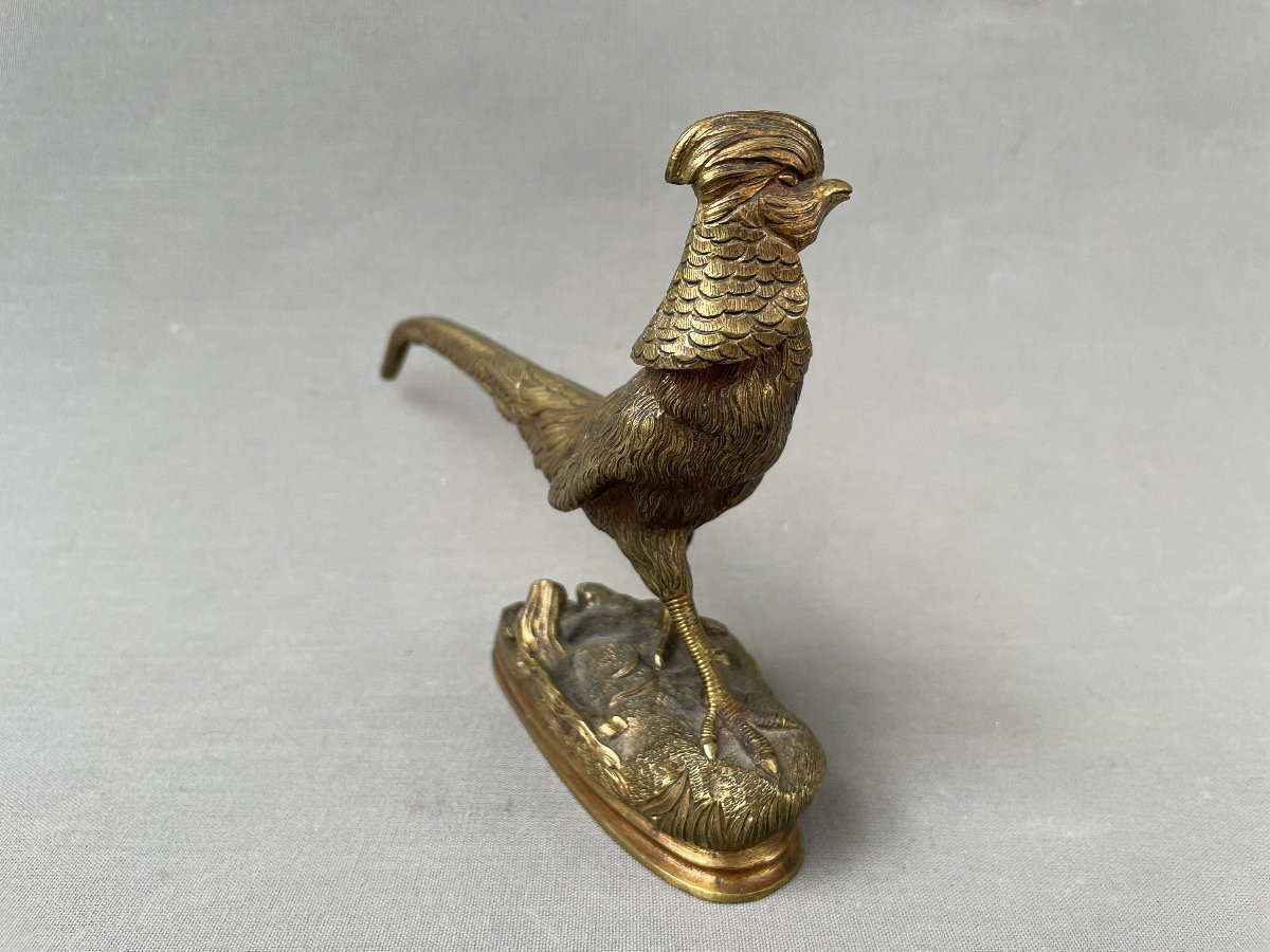 Faisan en bronze doré-photo-3