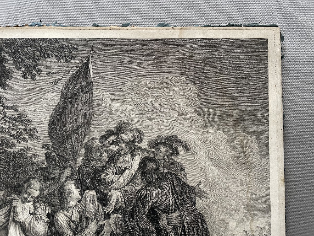 The Death Of Turenne, 18th Century Engraving-photo-1