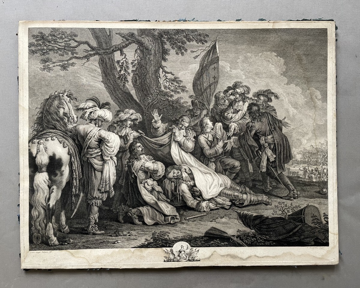 The Death Of Turenne, 18th Century Engraving