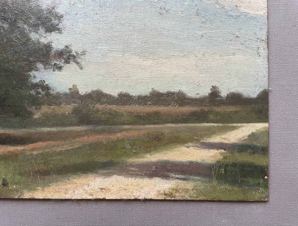 Route de campagne, huile sur carton-photo-4