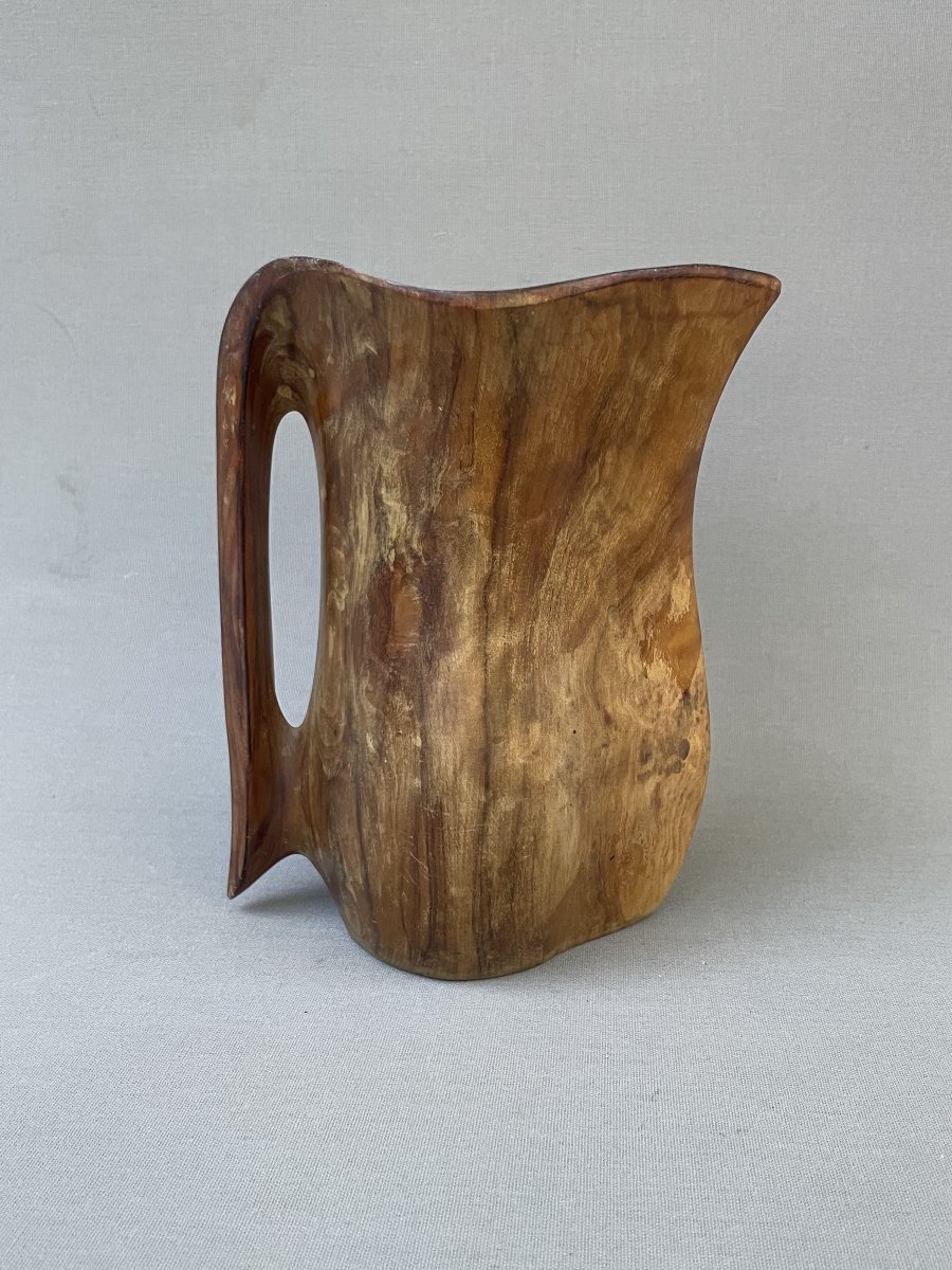 Sculptural Wooden Pitcher In The Style Of Alexandre Noll