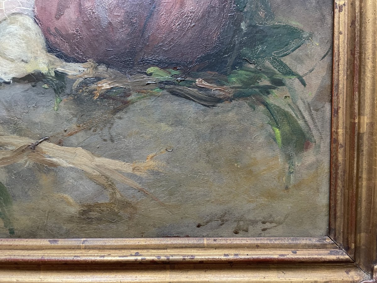 Still Life With Onions, Oil On Cardboard-photo-1