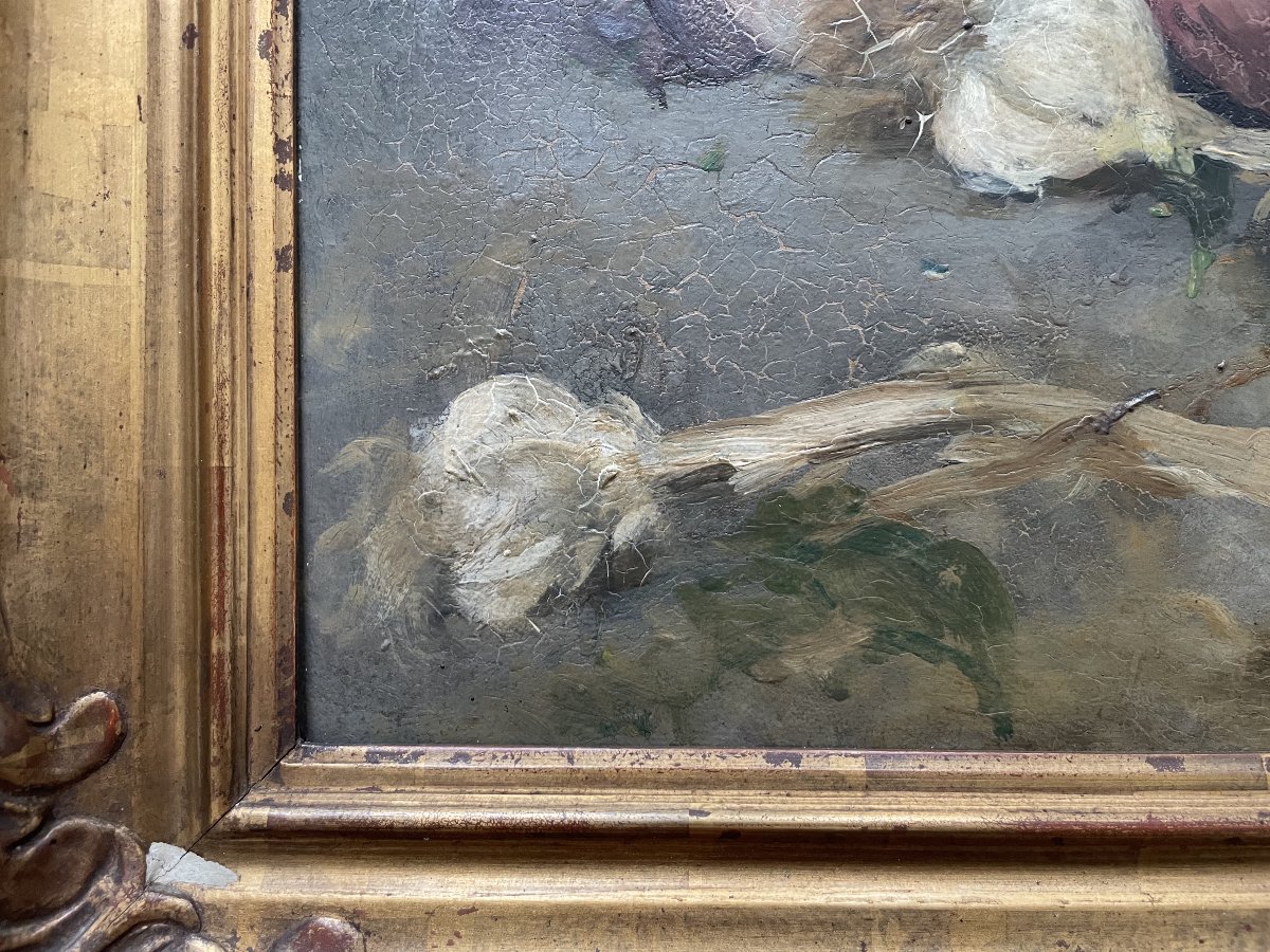 Still Life With Onions, Oil On Cardboard-photo-2