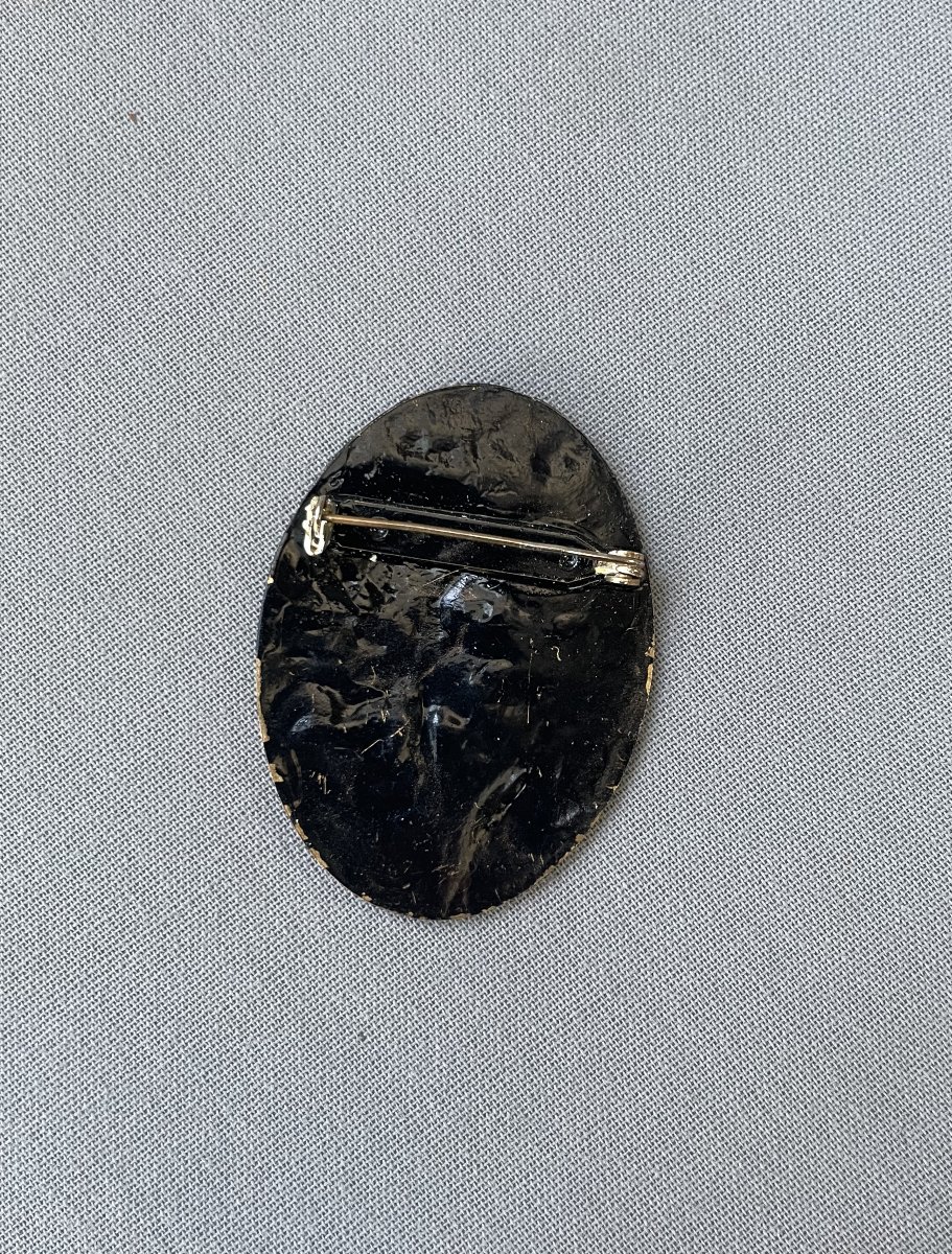 Art Nouveau Enamelled Copper Brooch In The Mucha Style-photo-2