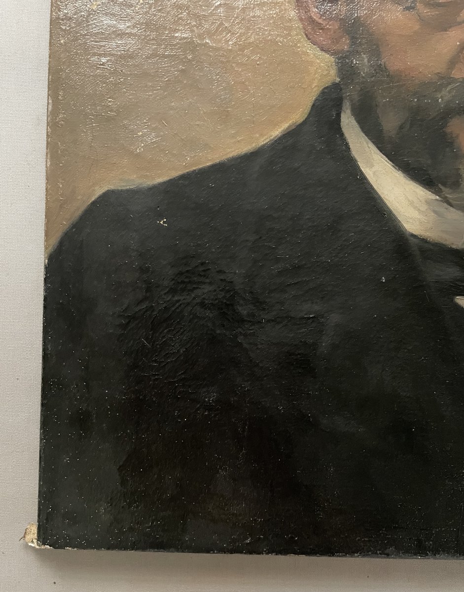 Portrait d'homme, huile sur toile, XIXe-photo-1