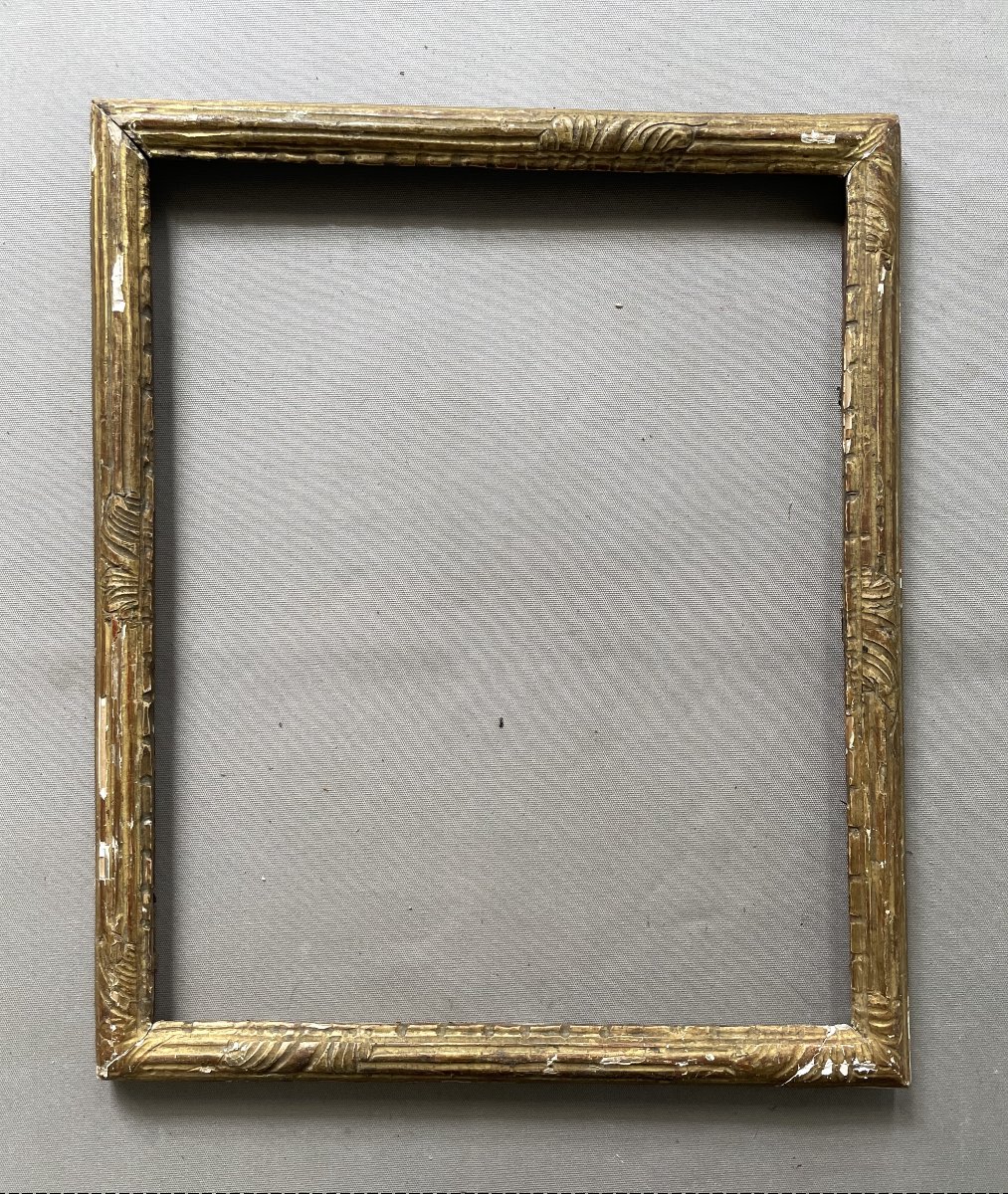 Wooden Frame With Gilded Stucco, 19th Century - 43.5 X 36 Cm