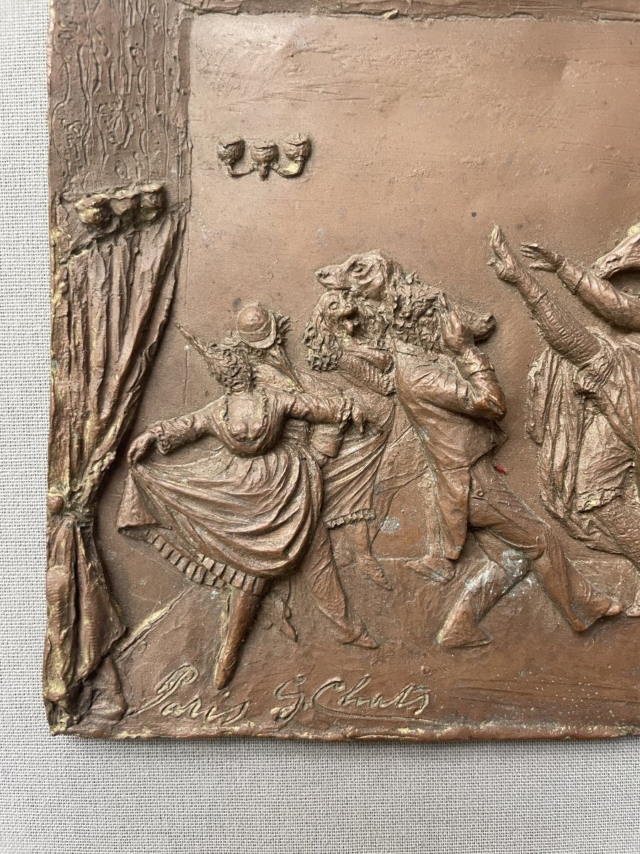 Le Bal Des Animaux, Bas Relief In Patinated Lead-photo-4