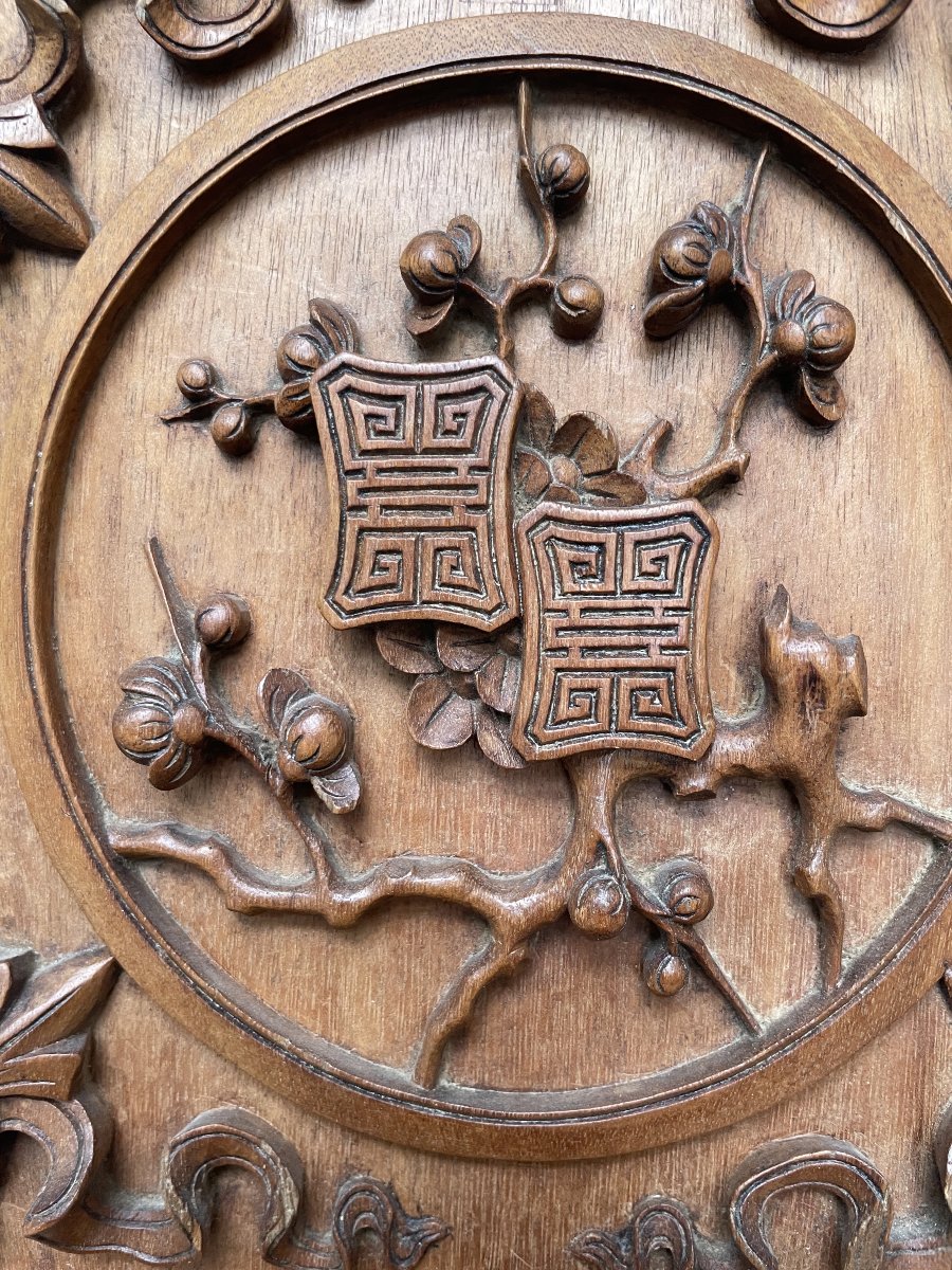 Paire de panneaux de bois sculpté, Chine, fin XIXe-photo-1