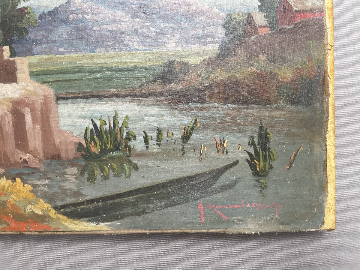 Albert Ranaivoson, village malgache, huile sur toile-photo-1