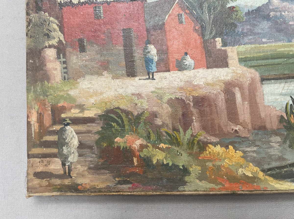 Albert Ranaivoson, village malgache, huile sur toile-photo-2