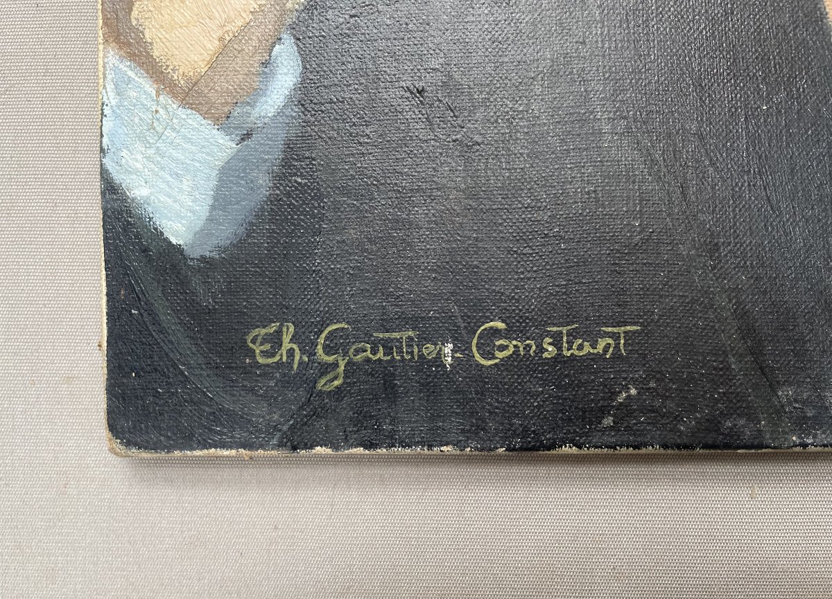 Thérèse Gautier Constant, Portrait Of A Man, Oil On Canvas-photo-2