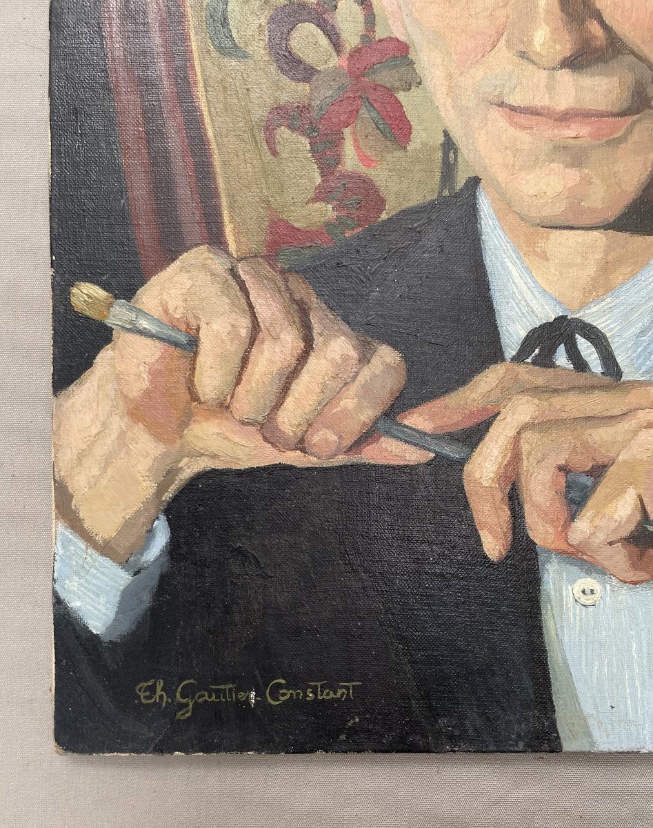 Thérèse Gautier Constant, Portrait Of A Man, Oil On Canvas-photo-2