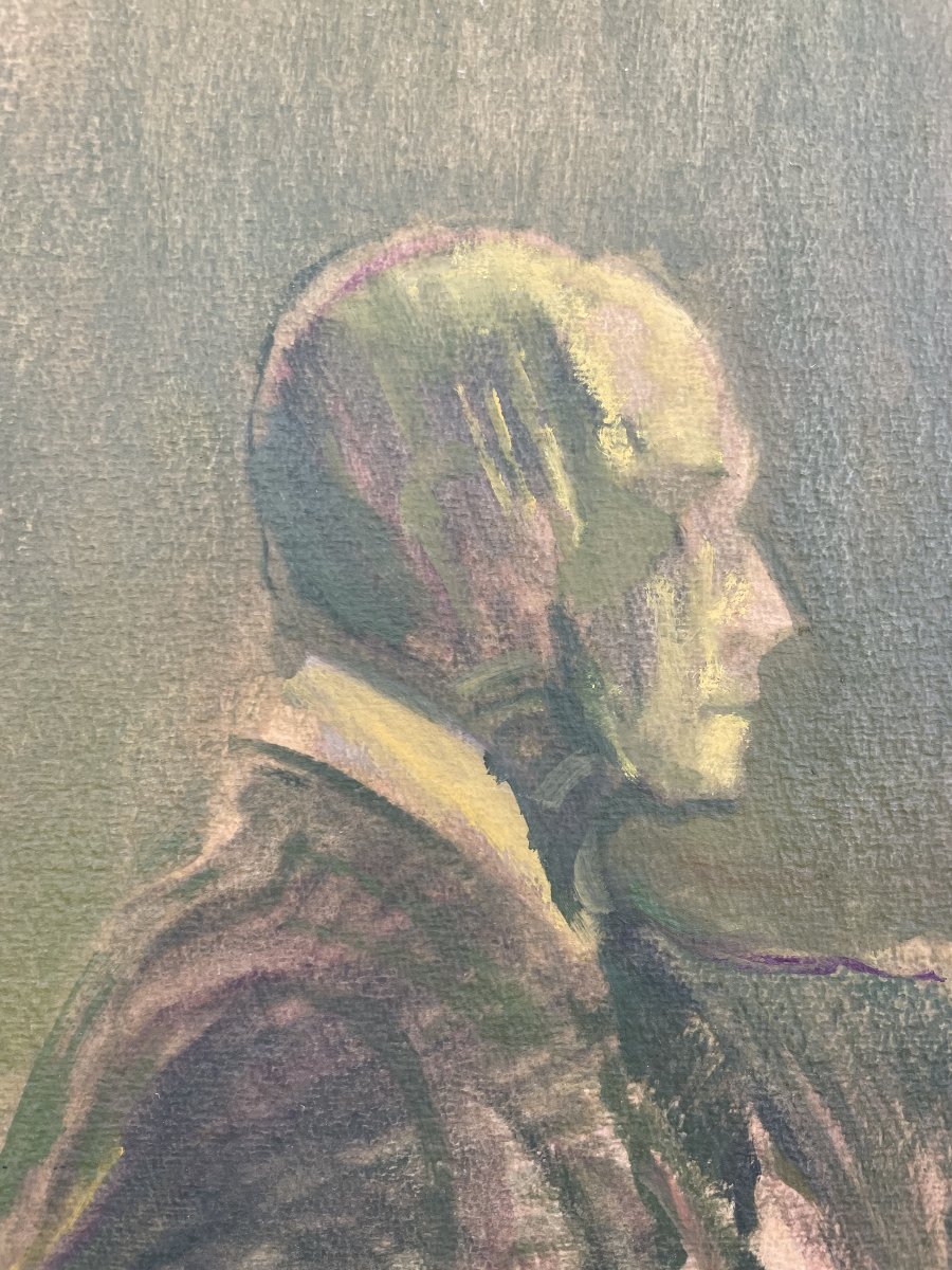 Man In Costume, Oil On Paper-photo-2