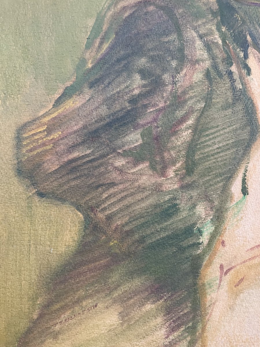 Man In Costume, Oil On Paper-photo-1