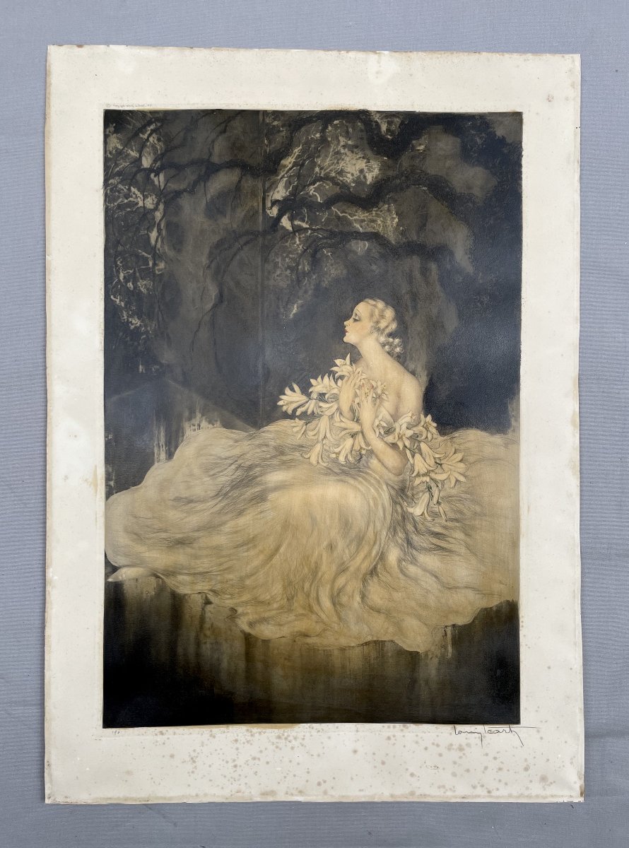 Louis Icart, La Femme Aux Lys, Lithograph Signed