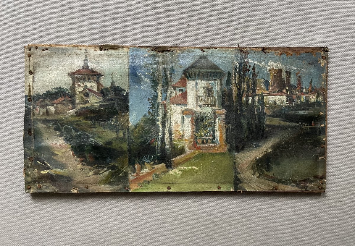 Triptych, Oil On Canvas, Early 20th Century