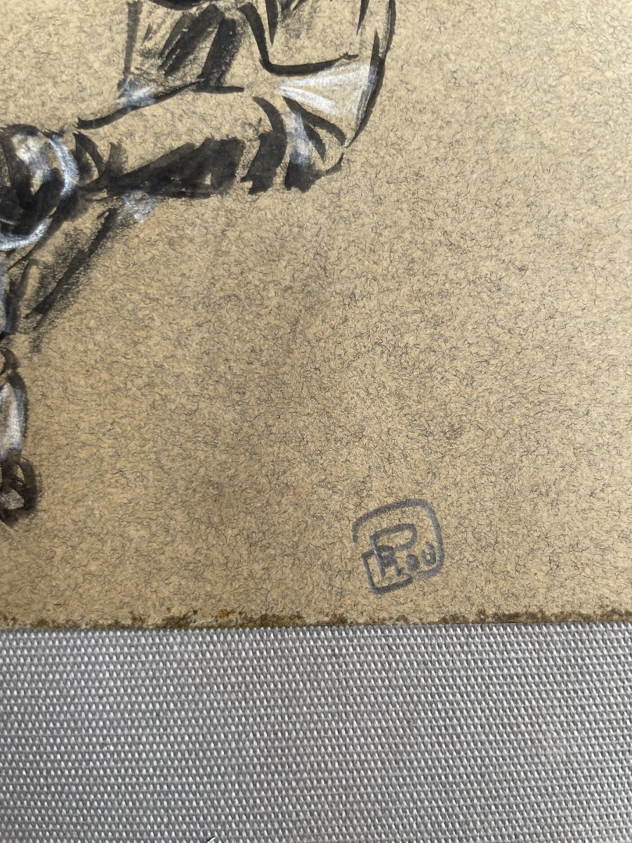 Rugby Players, Two Drawings, Monogram To Be Identified-photo-3