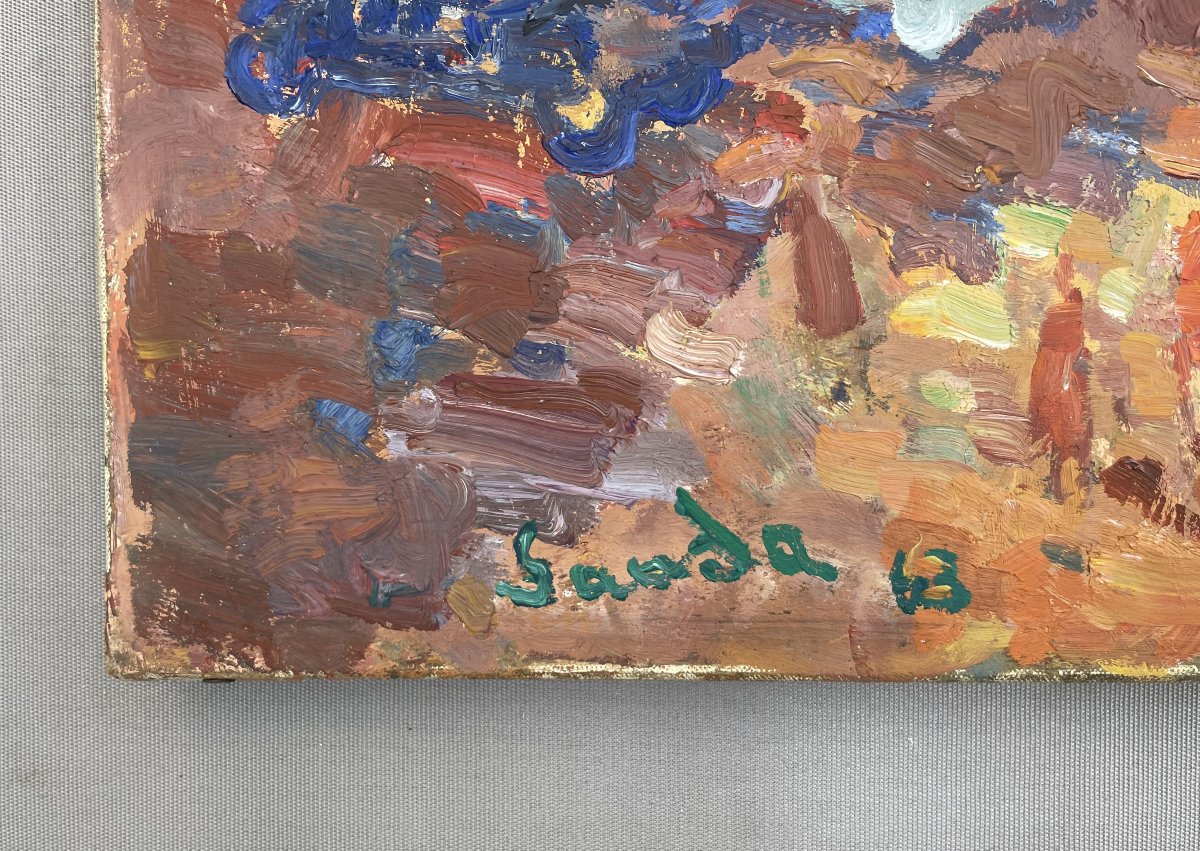 Henri Saada, Honfleur, 1963, huile sur toile, grand format-photo-2