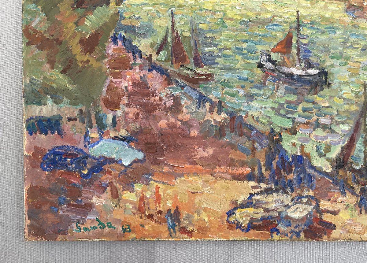 Henri Saada, Honfleur, 1963, huile sur toile, grand format-photo-2