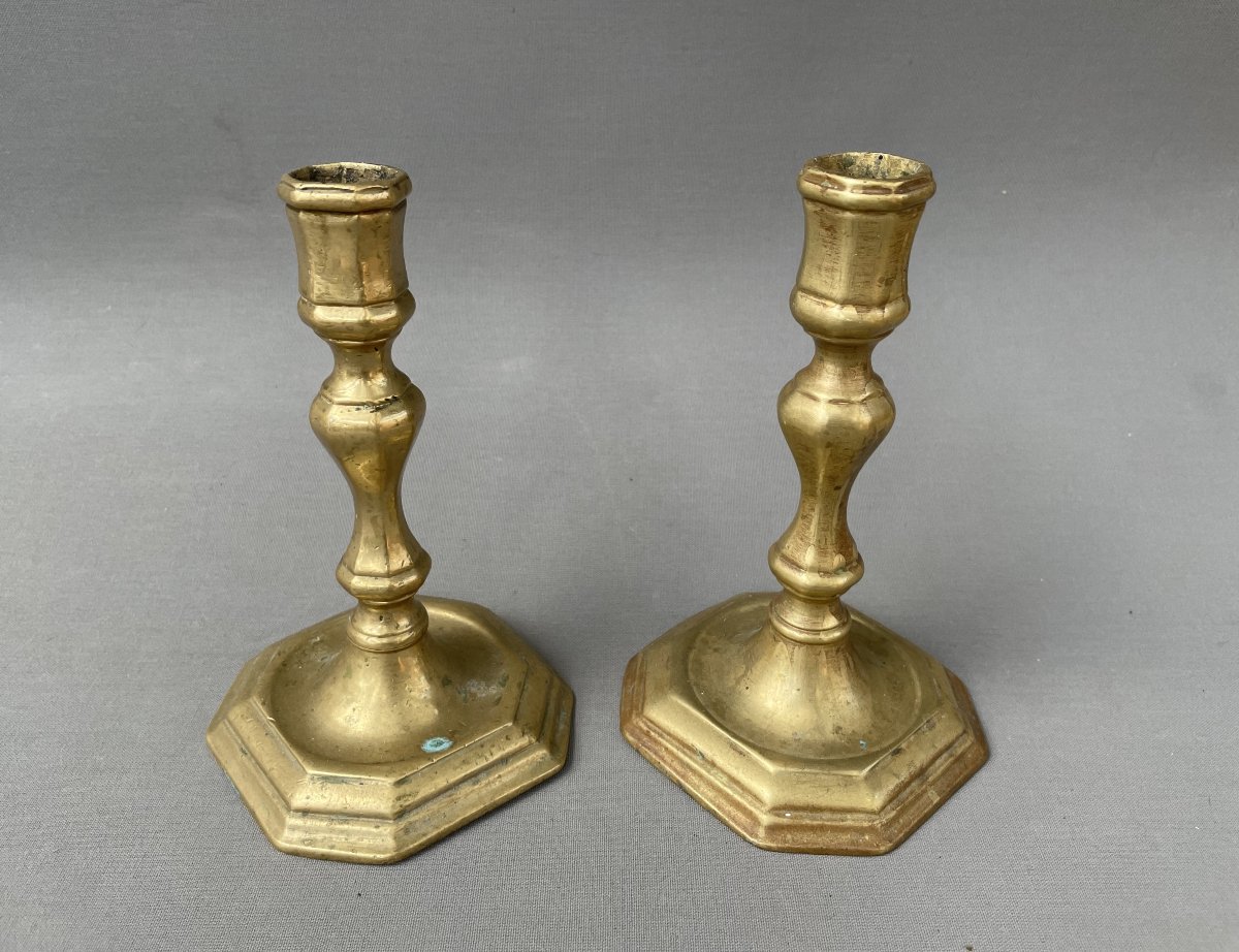 Paire de chandeliers en bronze, XVIIIe-photo-2